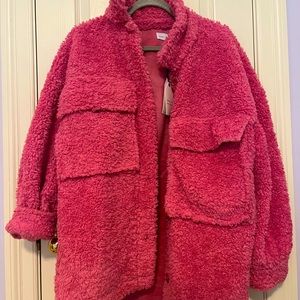 English Factory, Oversized Sherpa Jacket, Medium, Fuchsia, NEVER WORN, WITH TAGS
